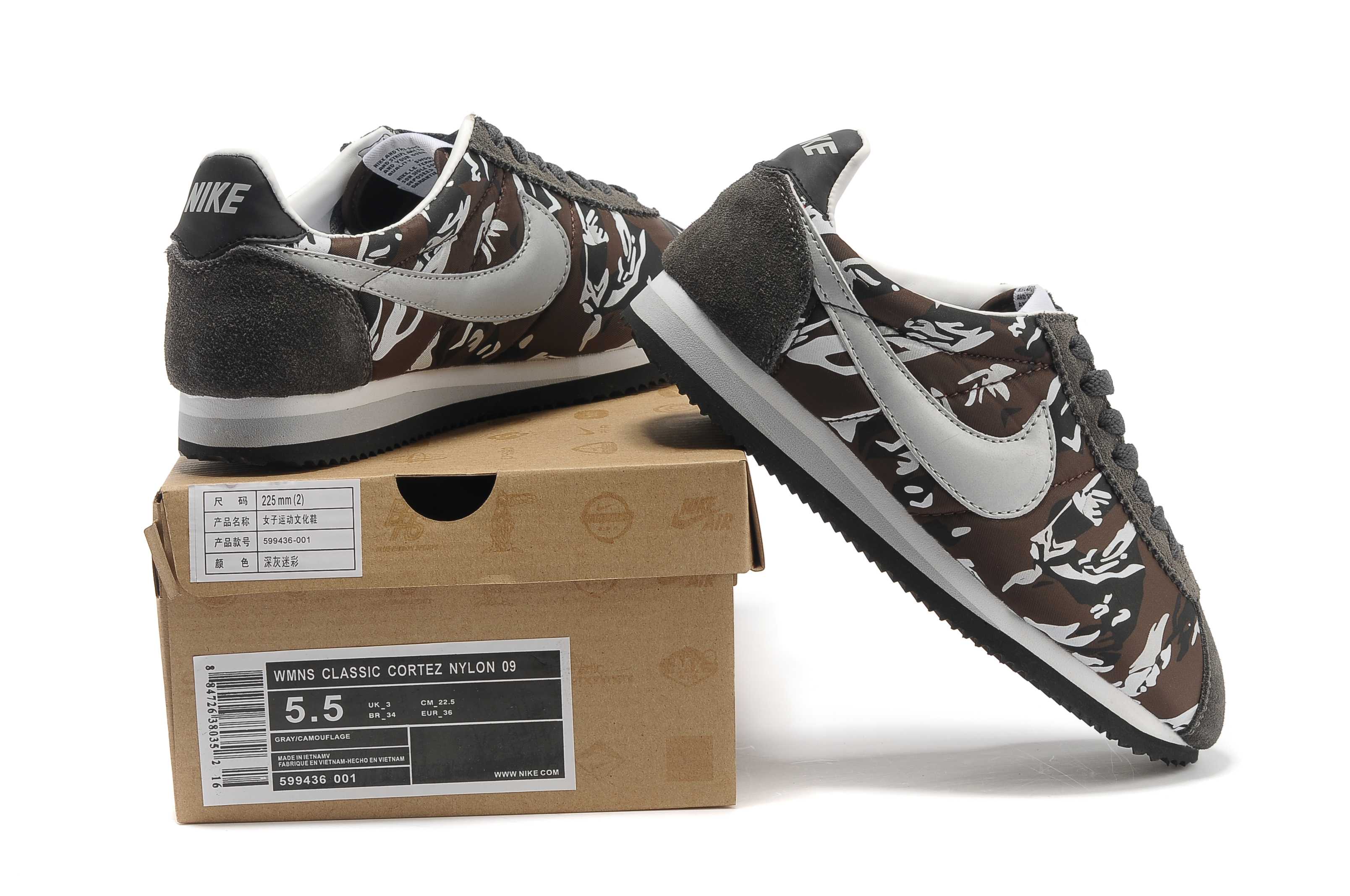 NIKE CORTEZ NYLON PRM femme nike cortez vintage nylon Grey Camouflage footlocker